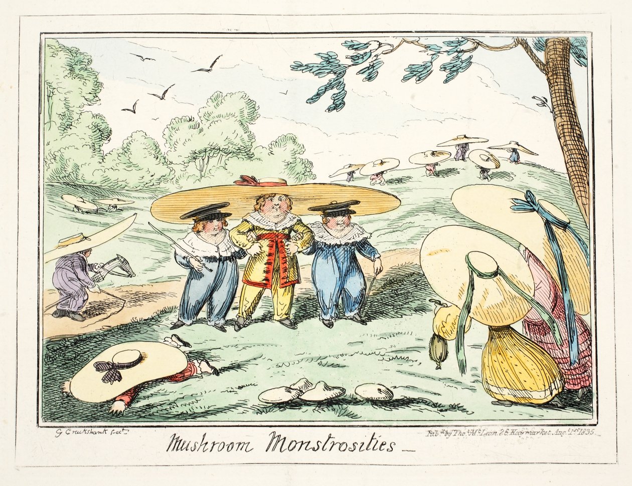 Svampemonstrositeter, pub. 1835 (håndfarvet gravering) af George Cruikshank