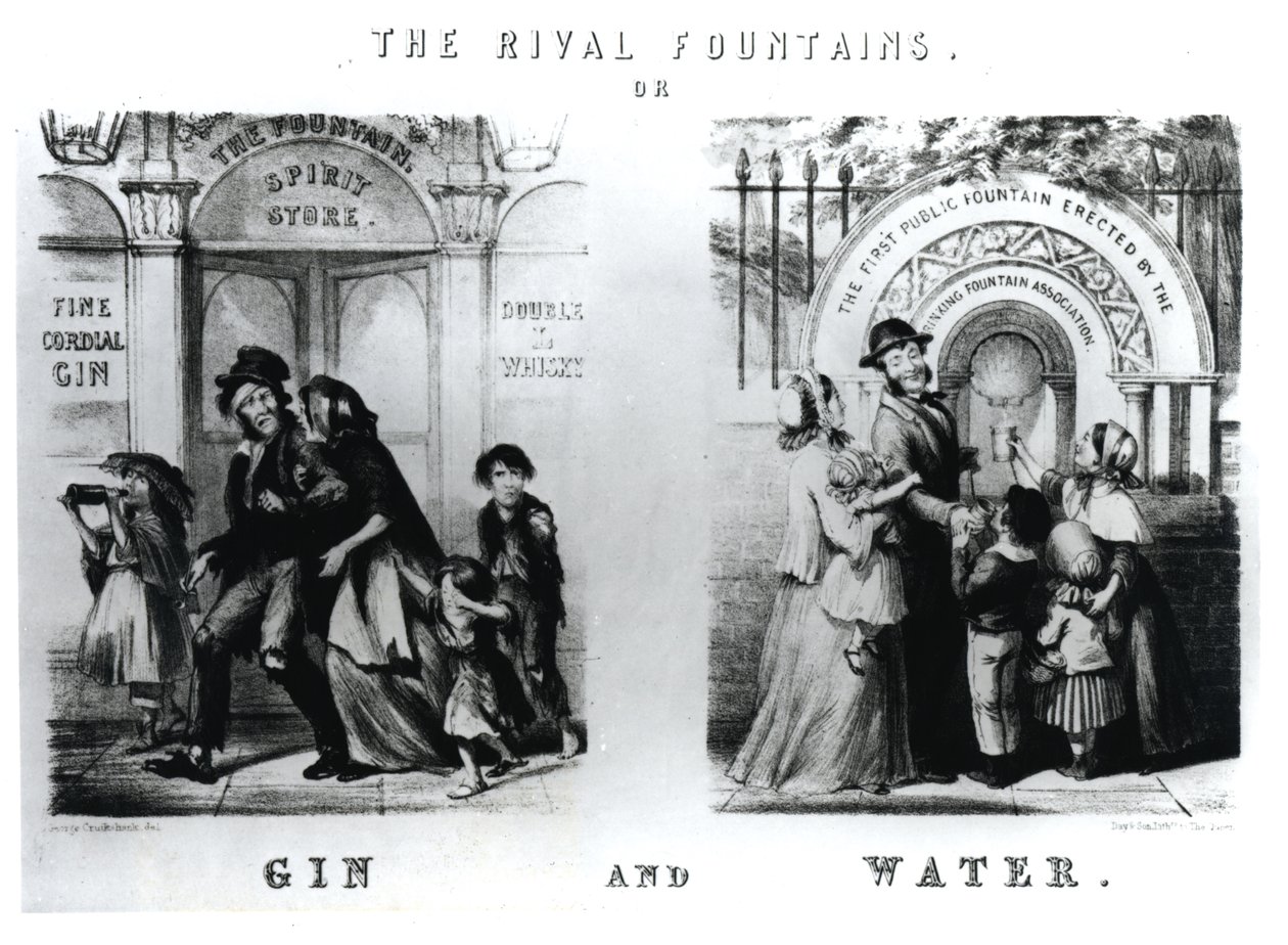 De rivaliserende springvand eller gin og vand af George Cruikshank