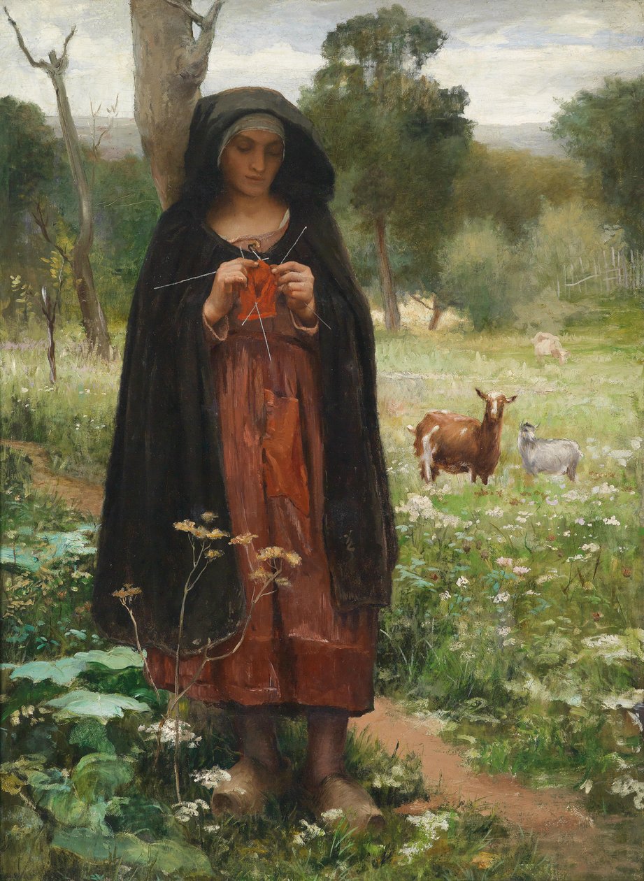 Schäferin beim Strikning (Bergère au tricot) af George François Paul Langée
