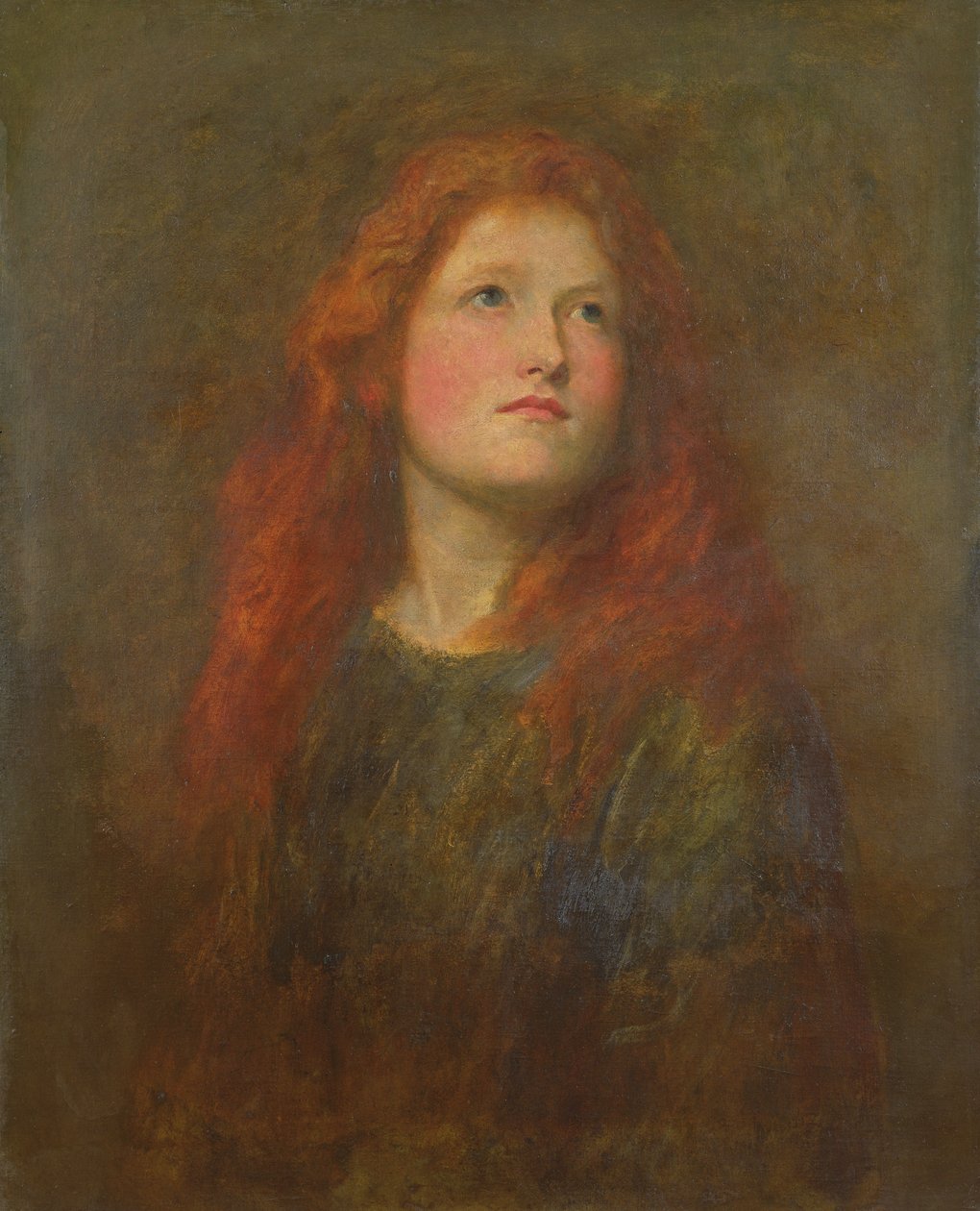 Portrætstudie af en pige med rødt hår, ca.1885 af George Frederick Watts