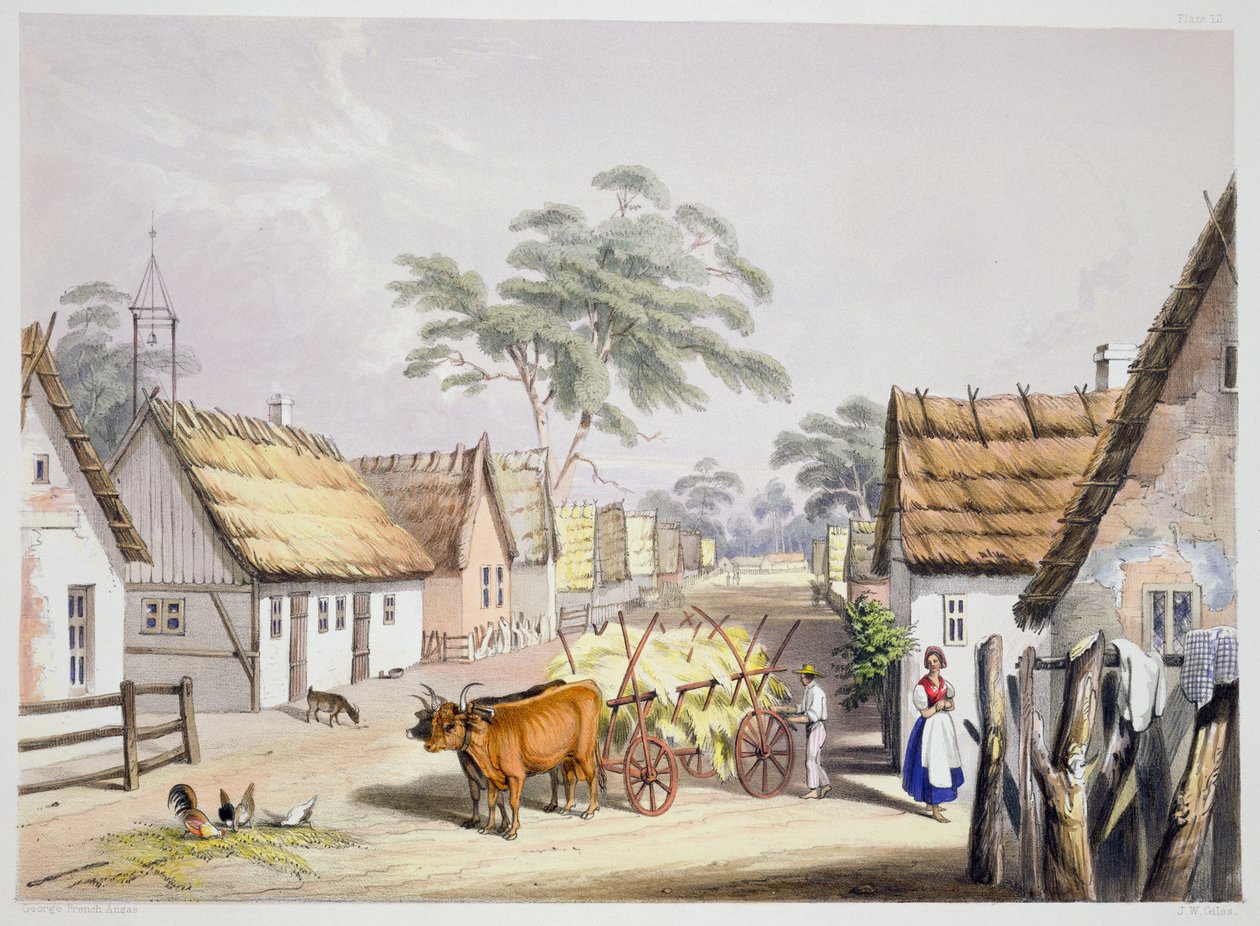 En landsby med tyske bosættere nær Adelaide, 1846 af George French Angas