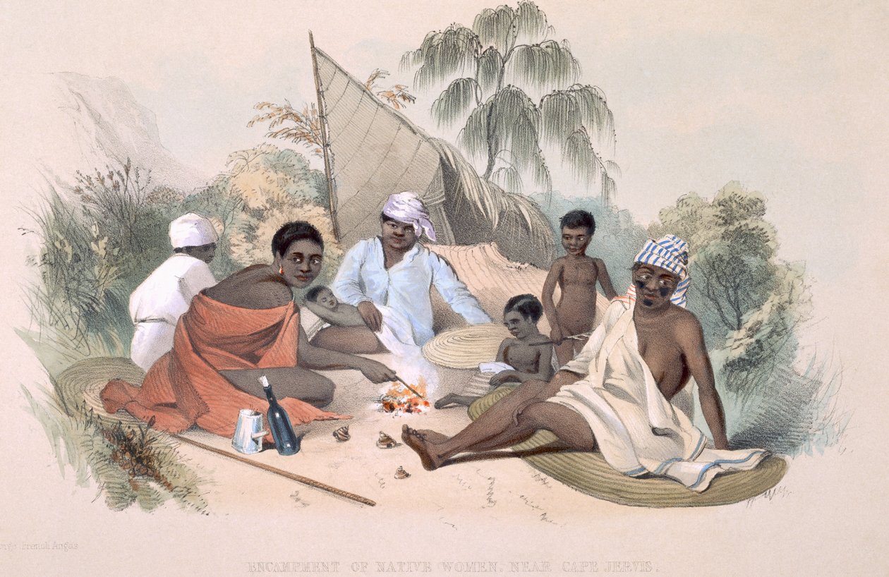 The Aboriginal Inhabitants: Lejr af indfødte kvinder, nær Cape Jervis, fra 