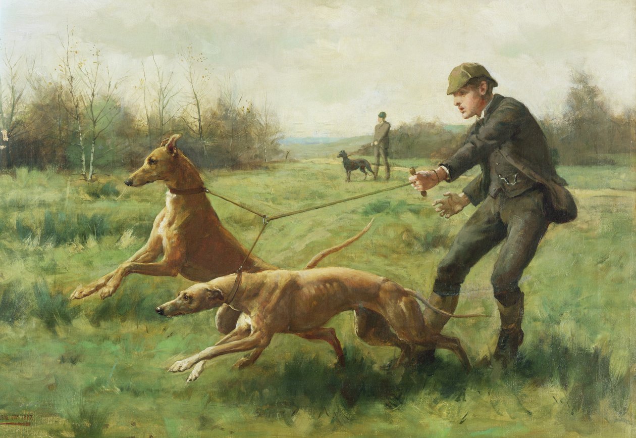Træner Greyhounds af George Goodwin Kilburne