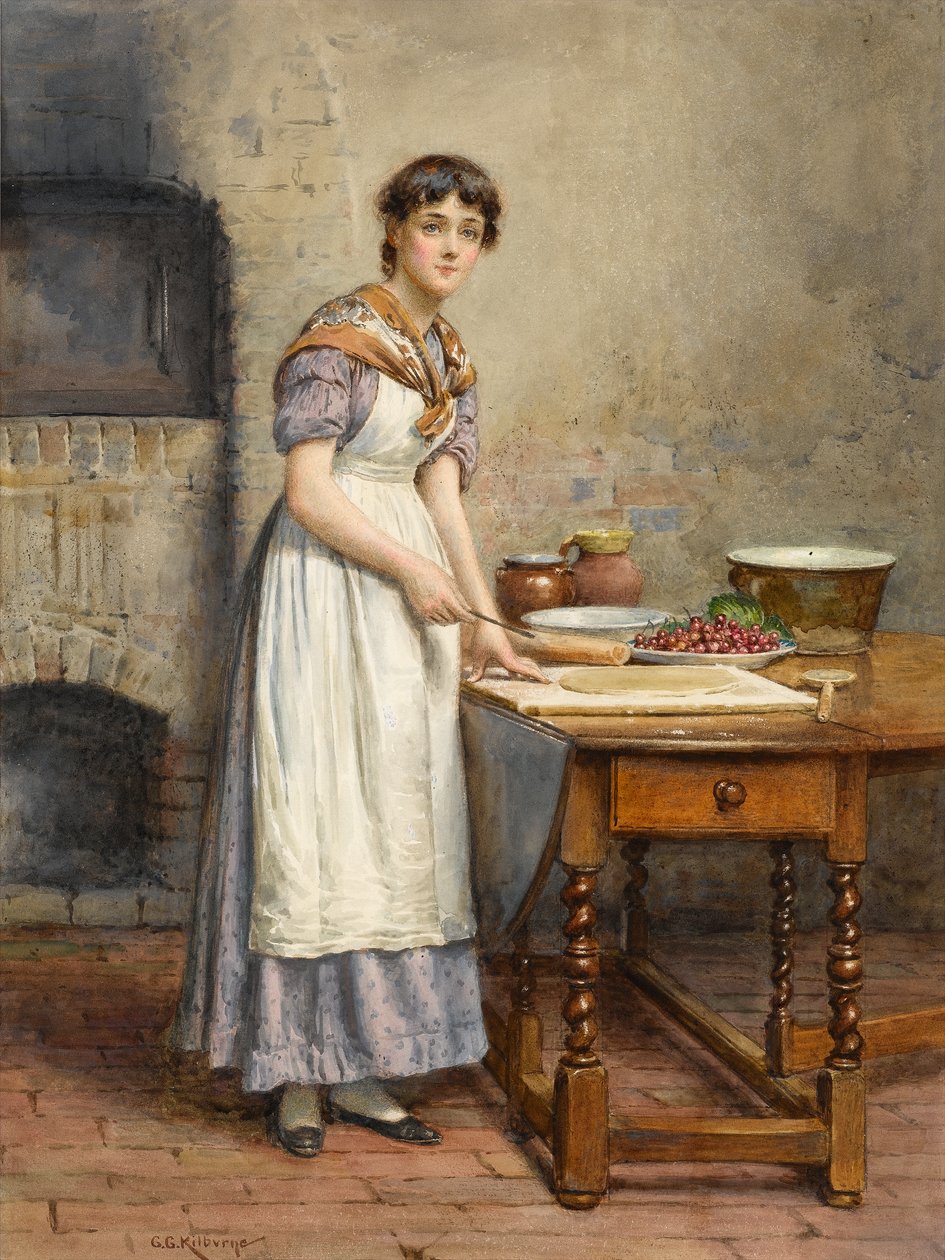 At lave en kirsebærtærte (wc på papir) af George Goodwin Kilburne