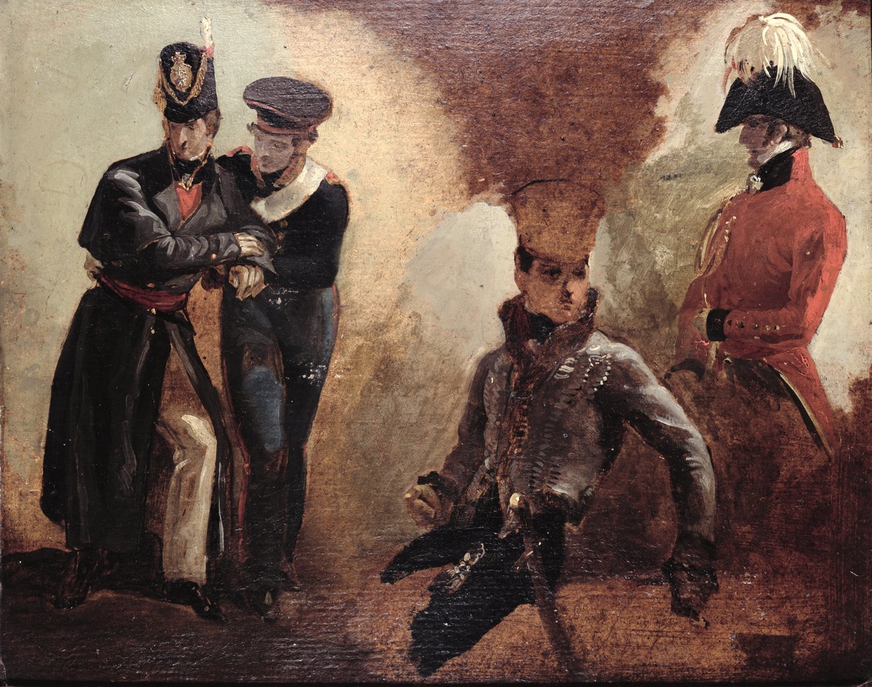 Studier af en Coldstream-vagtofficer og militærportrætter, 1815 af George Jones