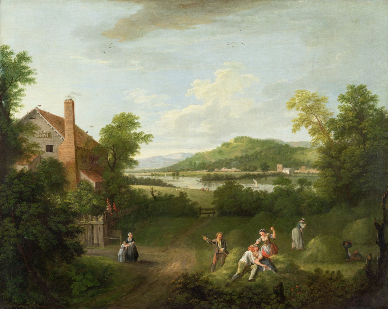 Landskab med landarbejdere, c.1730-40 af George Lambert