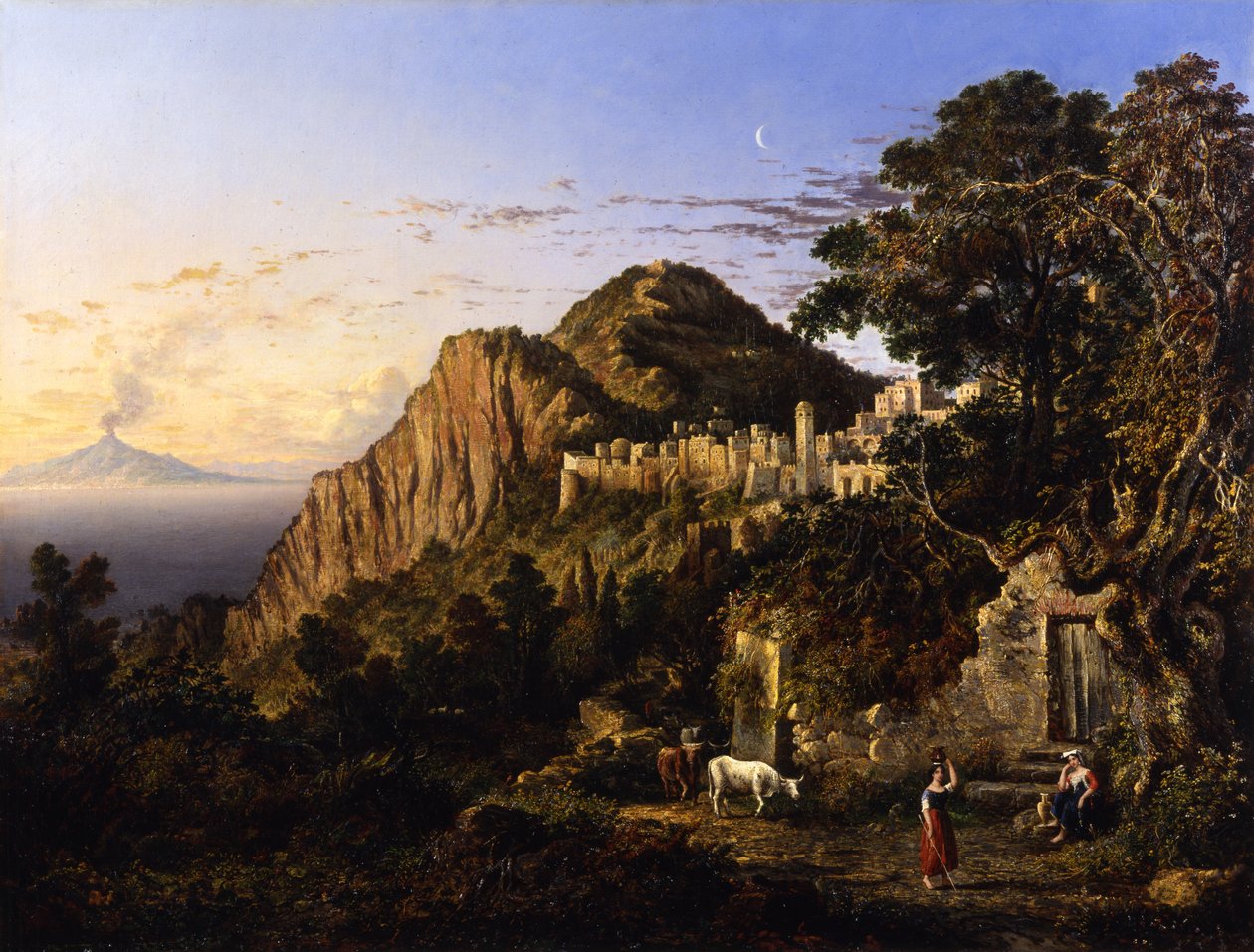 Vesuv og Napolibugten fra øen Capri, 1850 af George Loring Brown