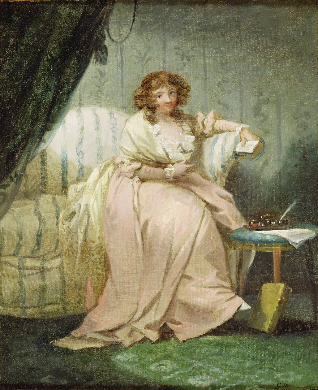 En kvinde kaldet Anne, kunstnerens hustru, ca. 1790-1800 af George Morland