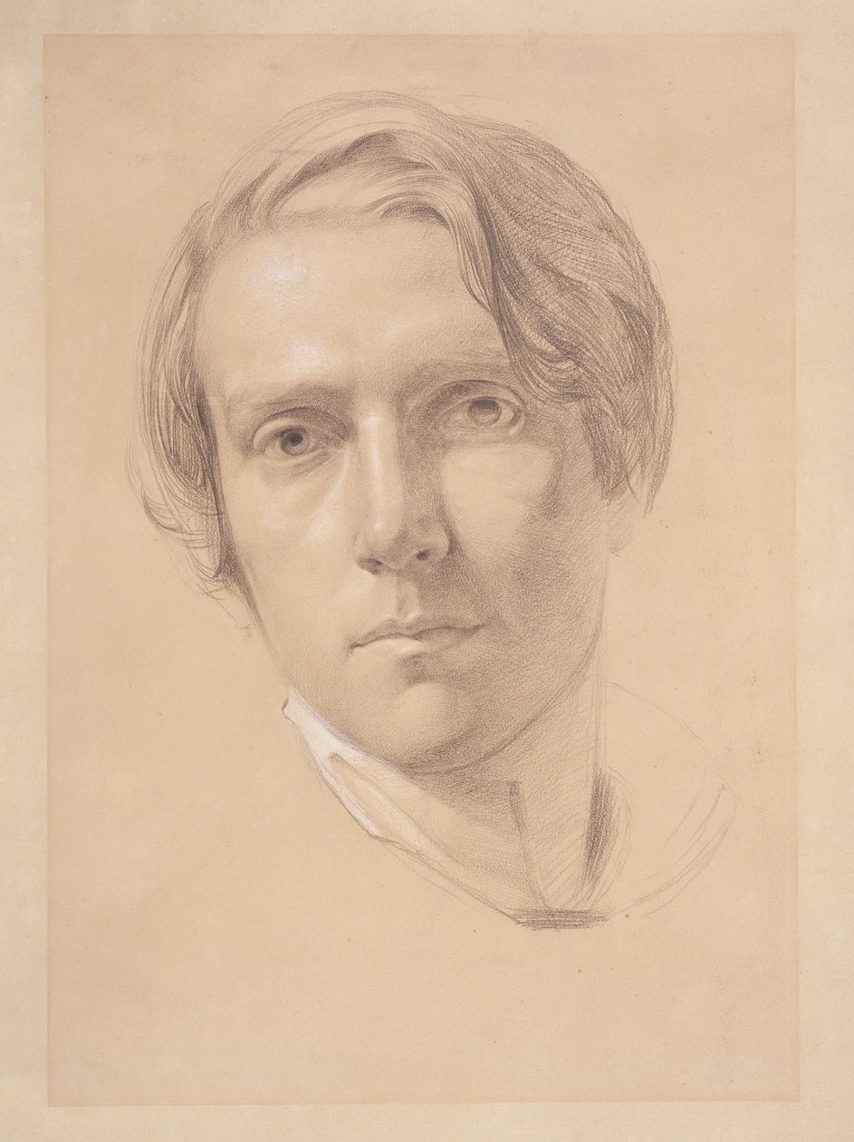 Selvportræt, 1830 (grafit forhøjet med hvidt på buffpapir) af George Richmond
