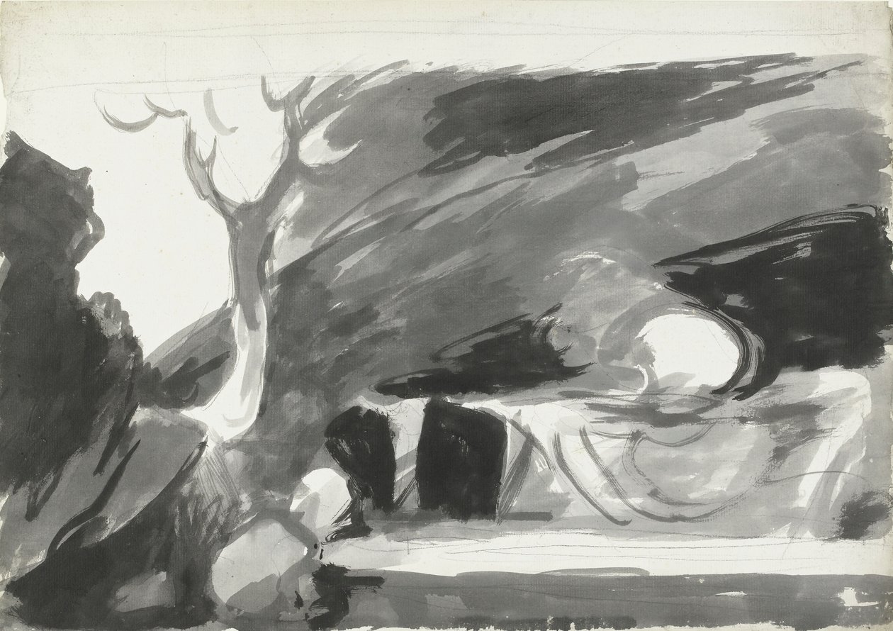 A Foregathering of Witches, 3 (wc med vask og blæk over grafit på papir) af George Romney