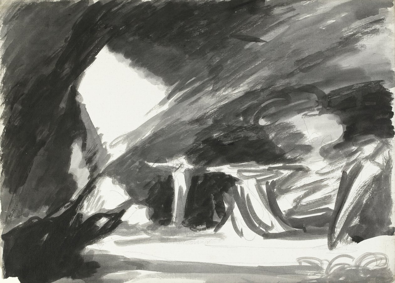A Foregathering of Witches, 4 (wc med vask og blæk over grafit på papir) af George Romney