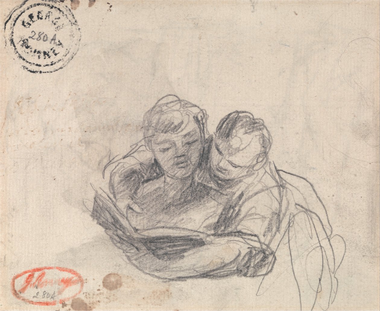 Par, der læser en bog af George Romney
