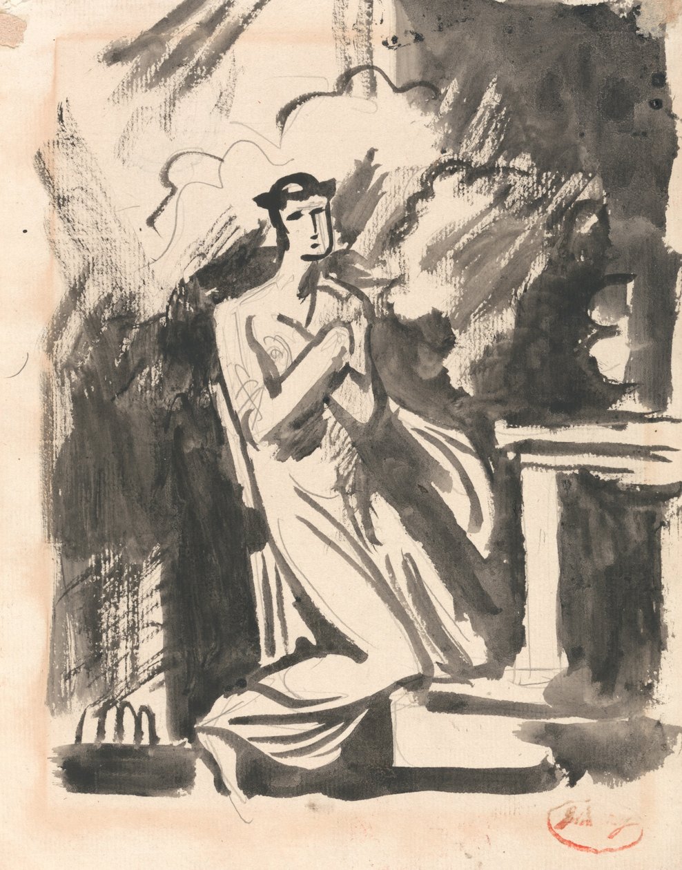 Iphigenia knælende over et alter af George Romney