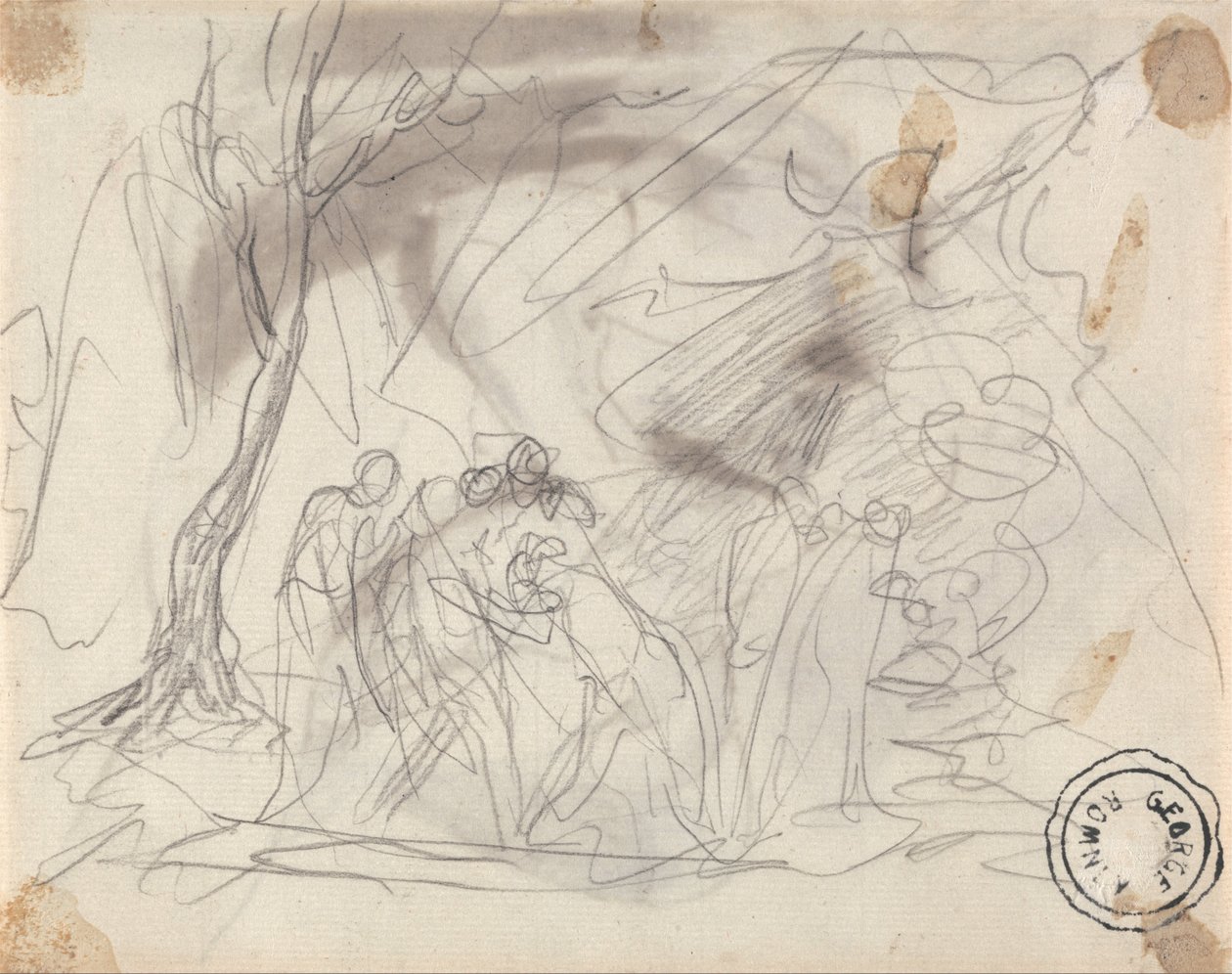 Skitse til Canidia og de unge af George Romney
