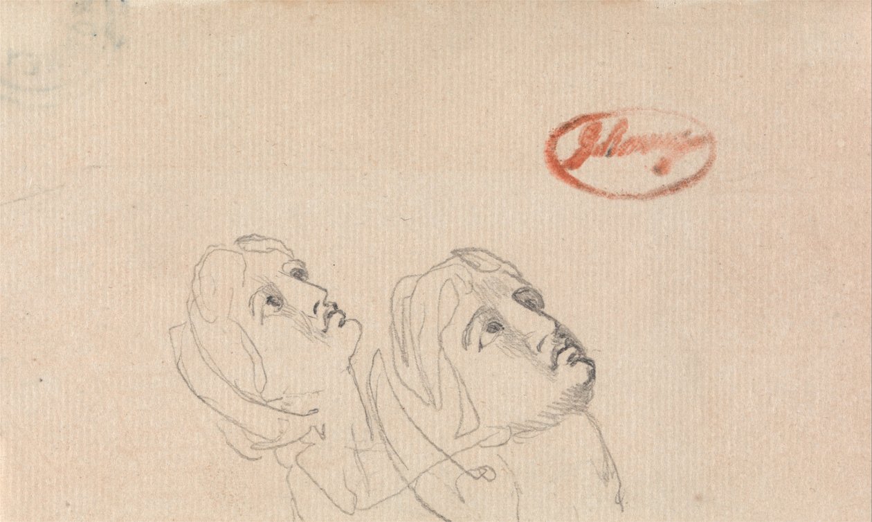 To hoveder kigger op af George Romney
