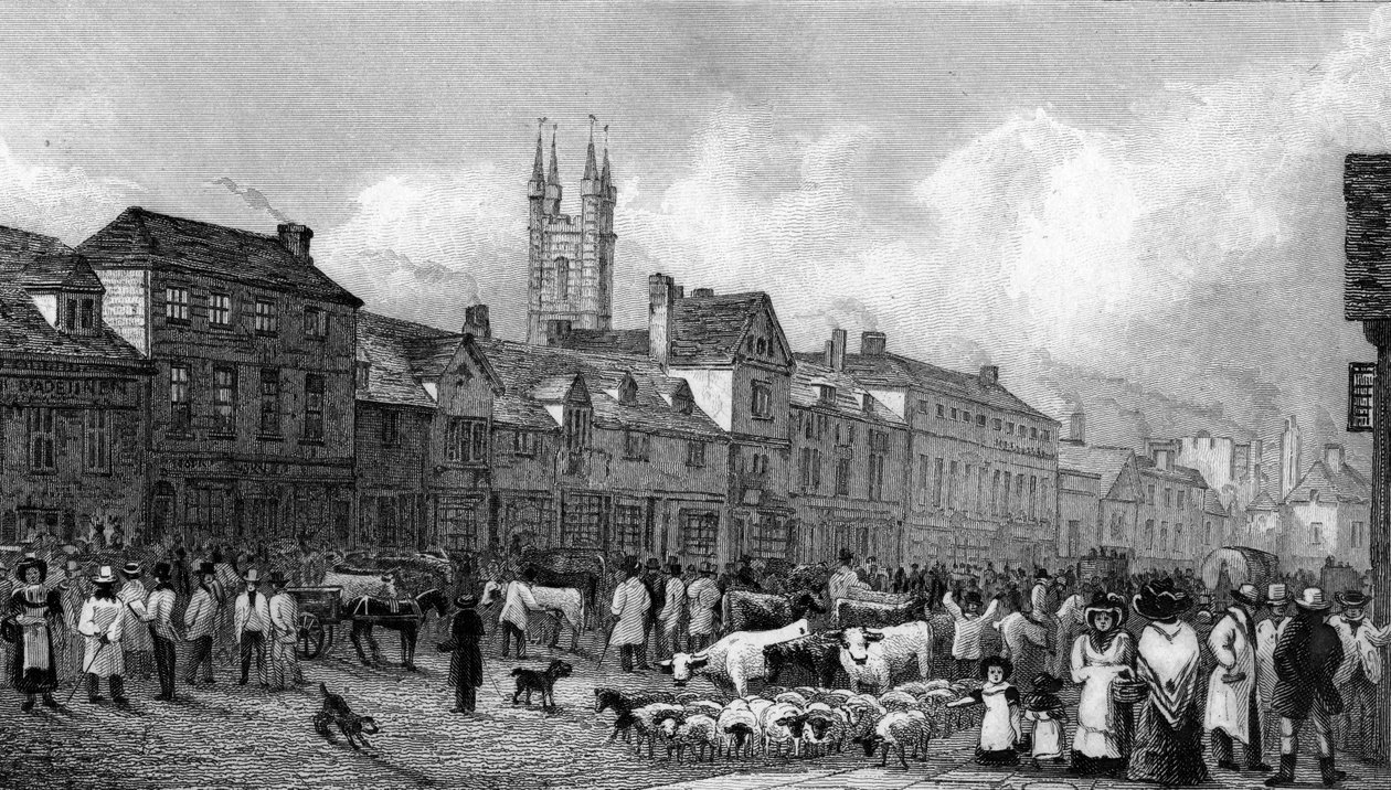 Markedsdag i Ashford, Kent, indgraveret af T. Garner, 1830 af George Shepherd