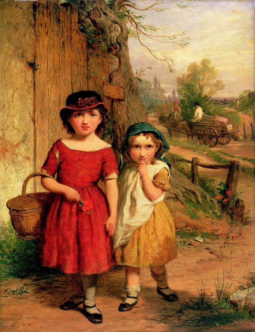 Små landsbyboere, 1869 (olie) af George Smith