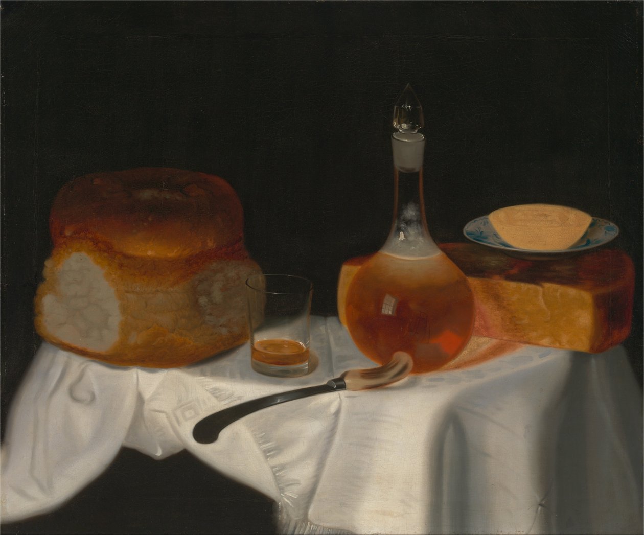 Stilleben af brød, smør og ost af George Smith