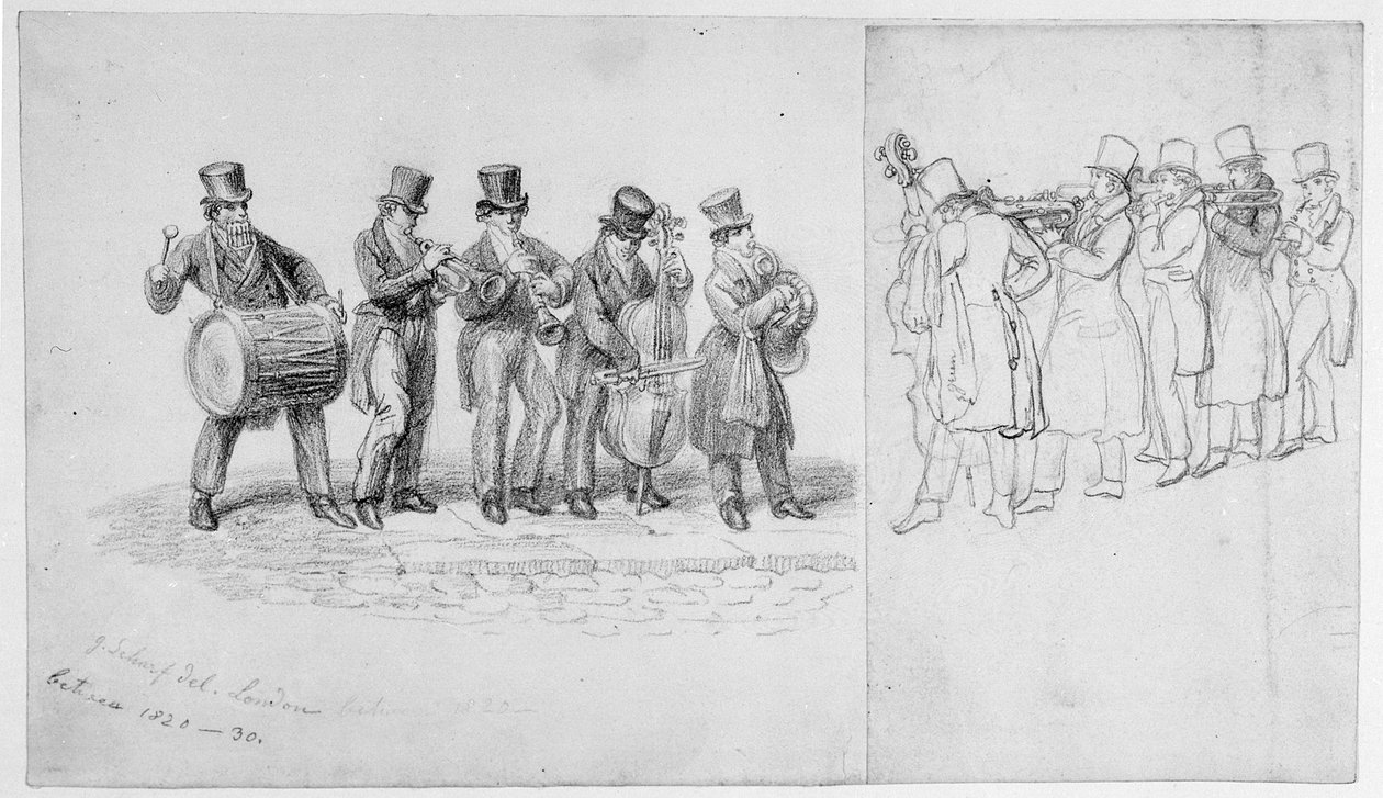 London Street Musicians, ca. 1820-30 af George Snr Scharf