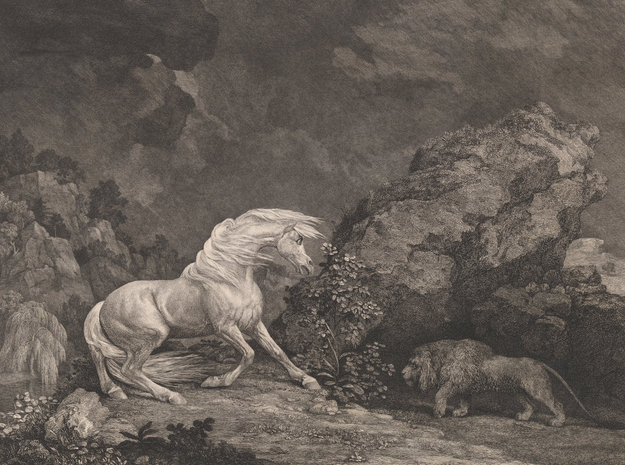 En hest, der blev oprettet af en løve af George Stubbs