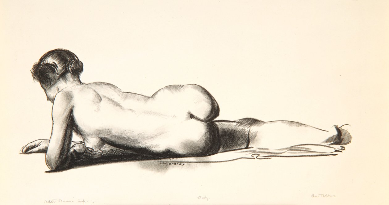 Nøgenstudie, Kvinde liggende tilbøjelig, 1923-24 af George Wesley Bellows