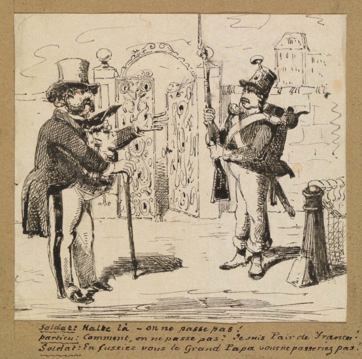 Sentry standser herre ved gate af George Augustus Sala