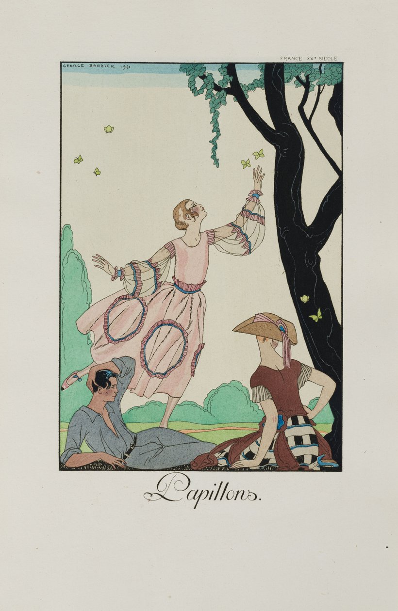 Dikkedarer og dikkedarer: Sommerfugle, 1921. af George Barbier