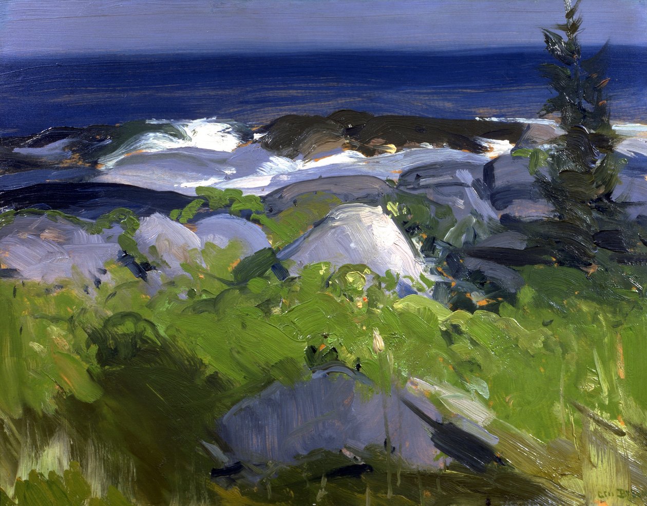 Vinklædt kyst - Monhegan Island af George Bellows