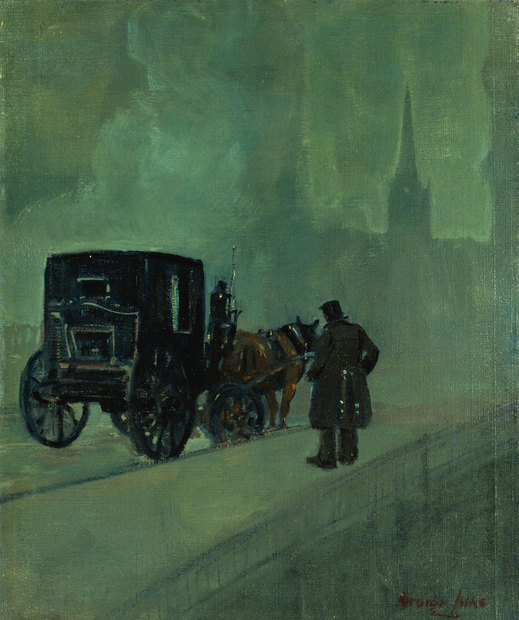 Foggy Night, New York af George Benjamin Luks