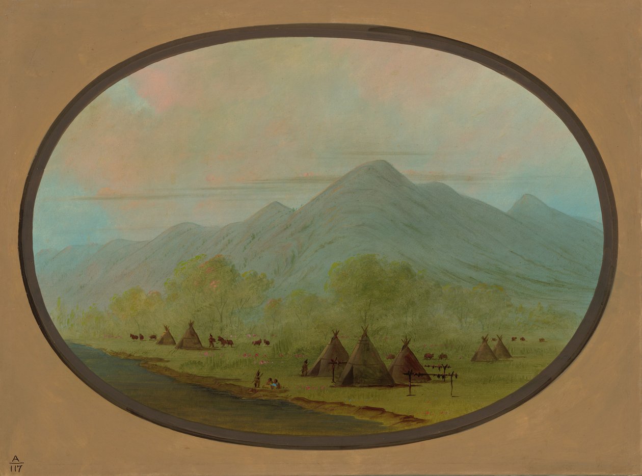 En lille kragelandsby, 18551869. af George Catlin