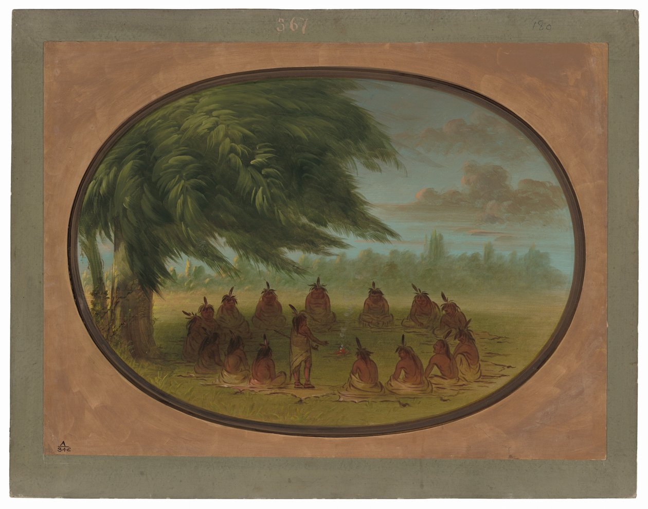 Et indisk råd - Sioux af George Catlin