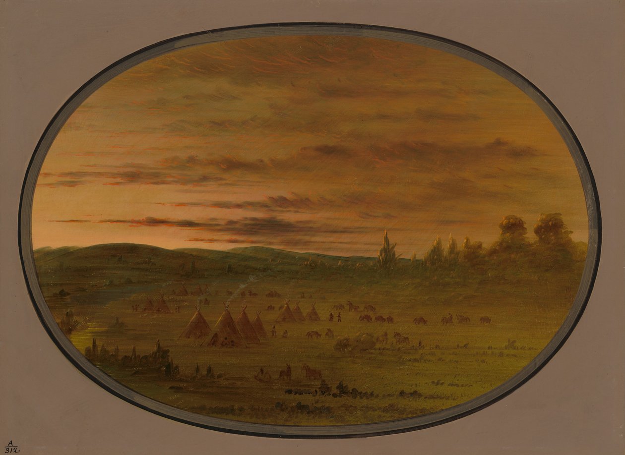 En indisk lejr ved solnedgang, 18611869. af George Catlin