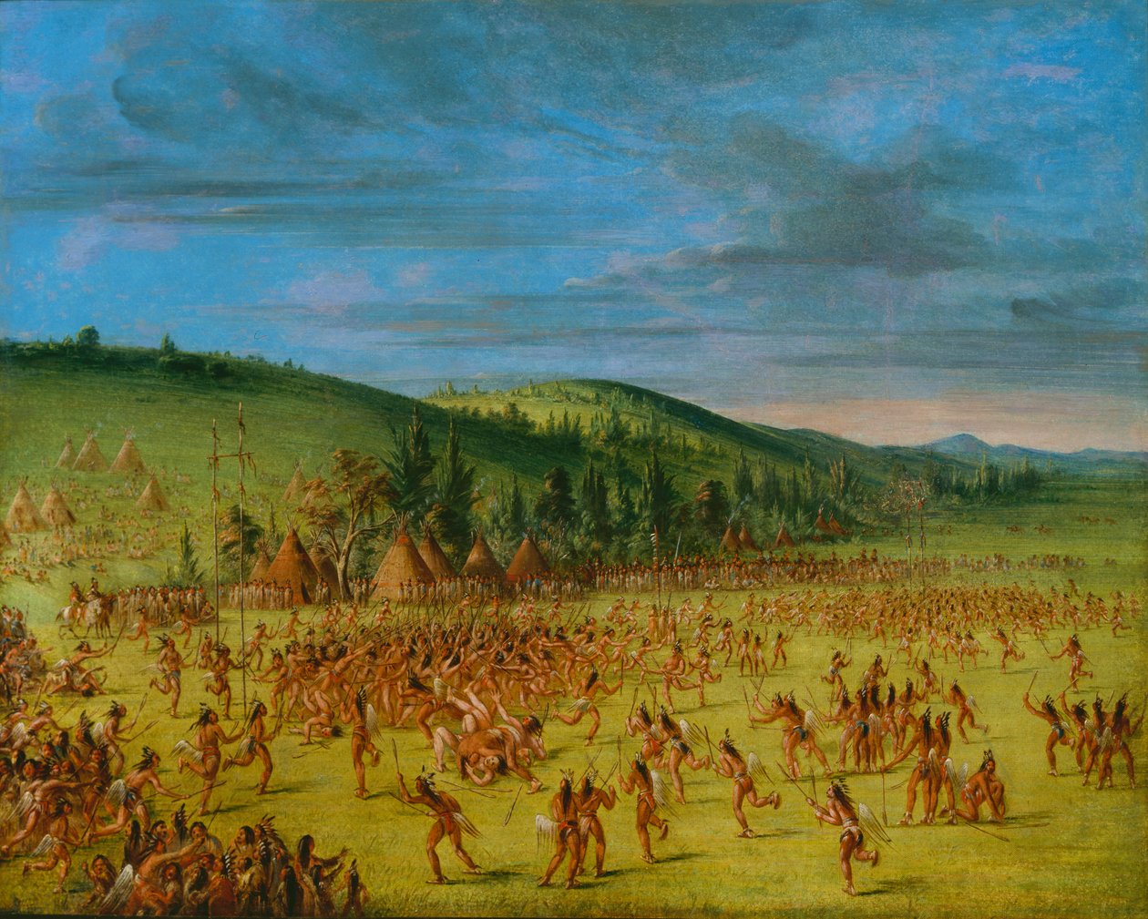 Boldspil af Choctaw--Ball Up, 1846-1850. af George Catlin