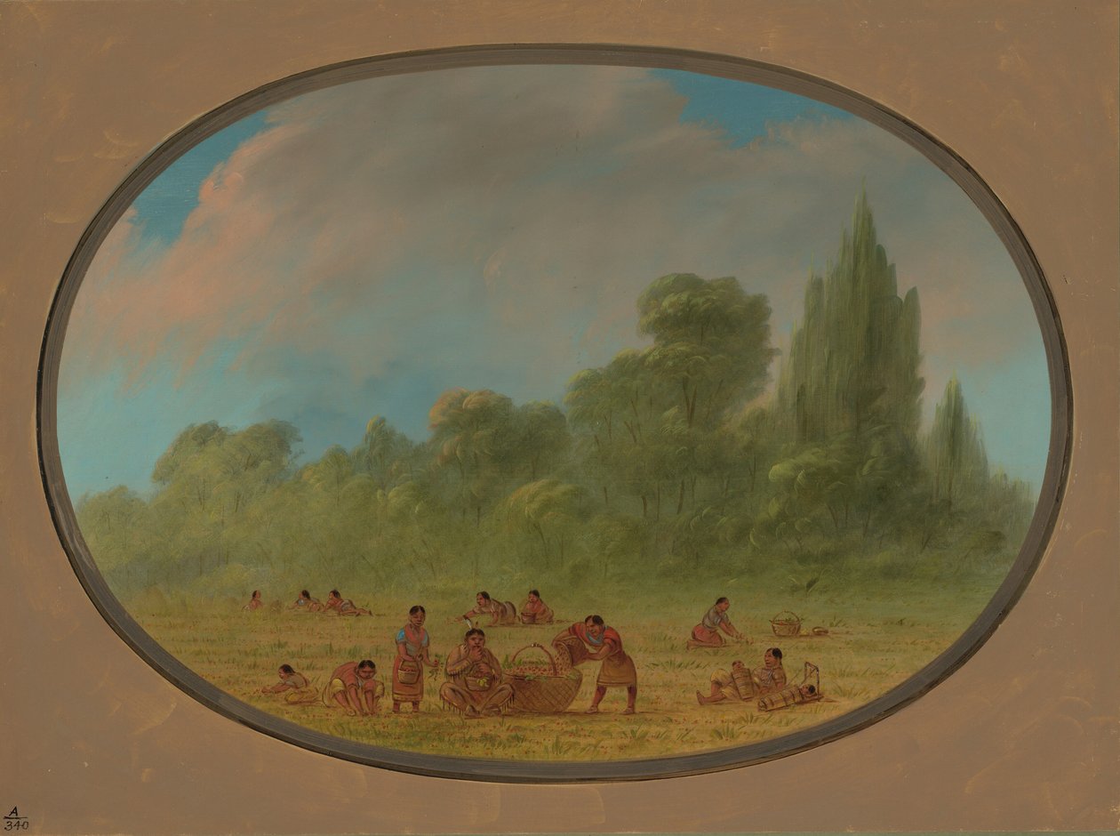 Caddo-indianere samler vilde jordbær, 18611869. af George Catlin