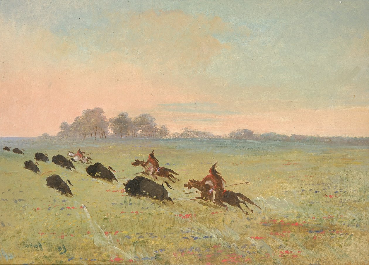 Comanche-indianere på jagt efter bøfler af George Catlin