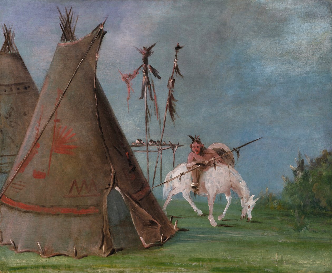 Comanche Lodge af bøffelskind af George Catlin
