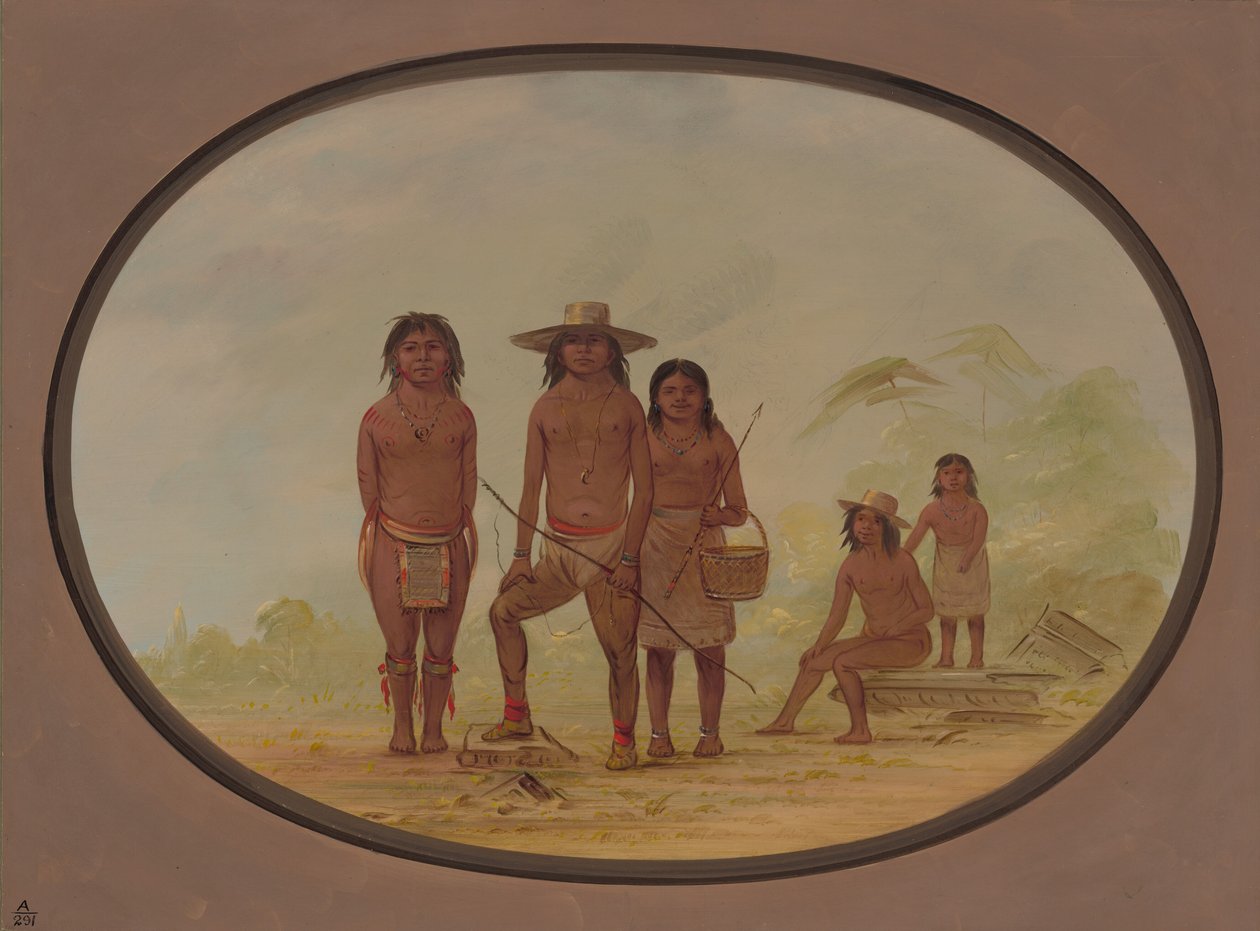 Fem Maya-indianere, 18551869. af George Catlin