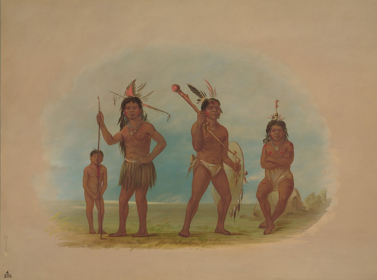 Fire Arowak-indianere, 18541869. af George Catlin