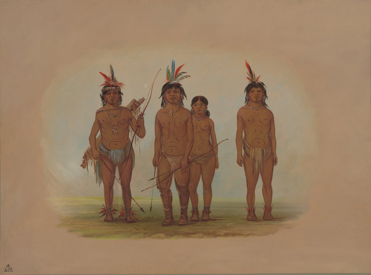 Fire Macouchi-indianere, 18541869. af George Catlin