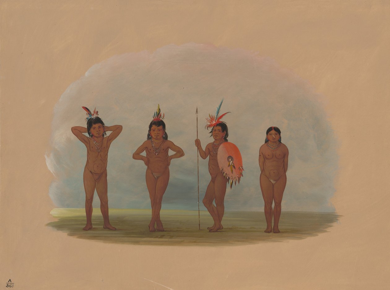 Fire Zurumati-børn, 18541869. af George Catlin