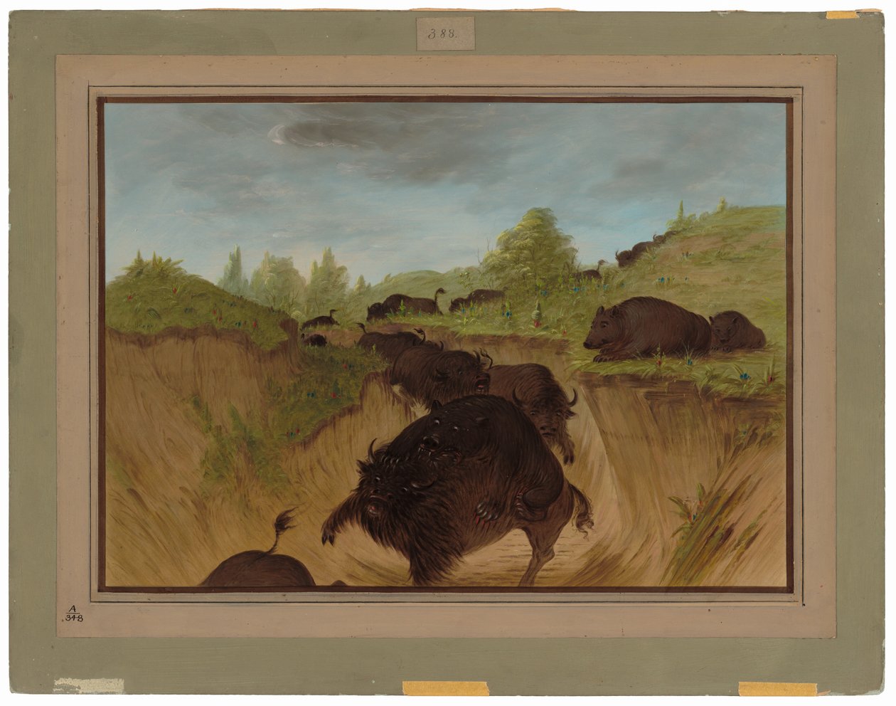 Grizzlybjørne angriber bøfler af George Catlin