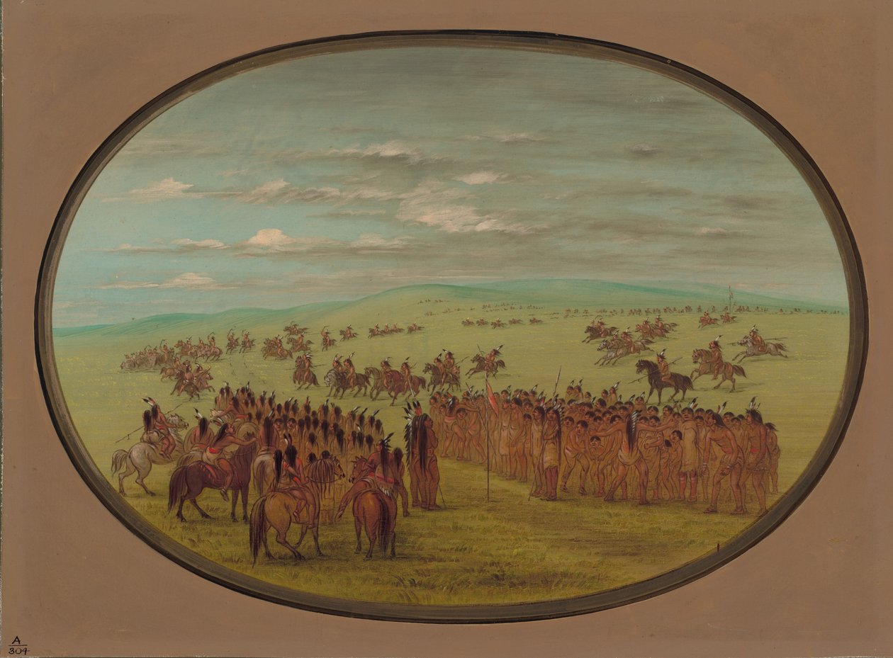 Hestevæddeløb - Minatarrees, 18611869. af George Catlin