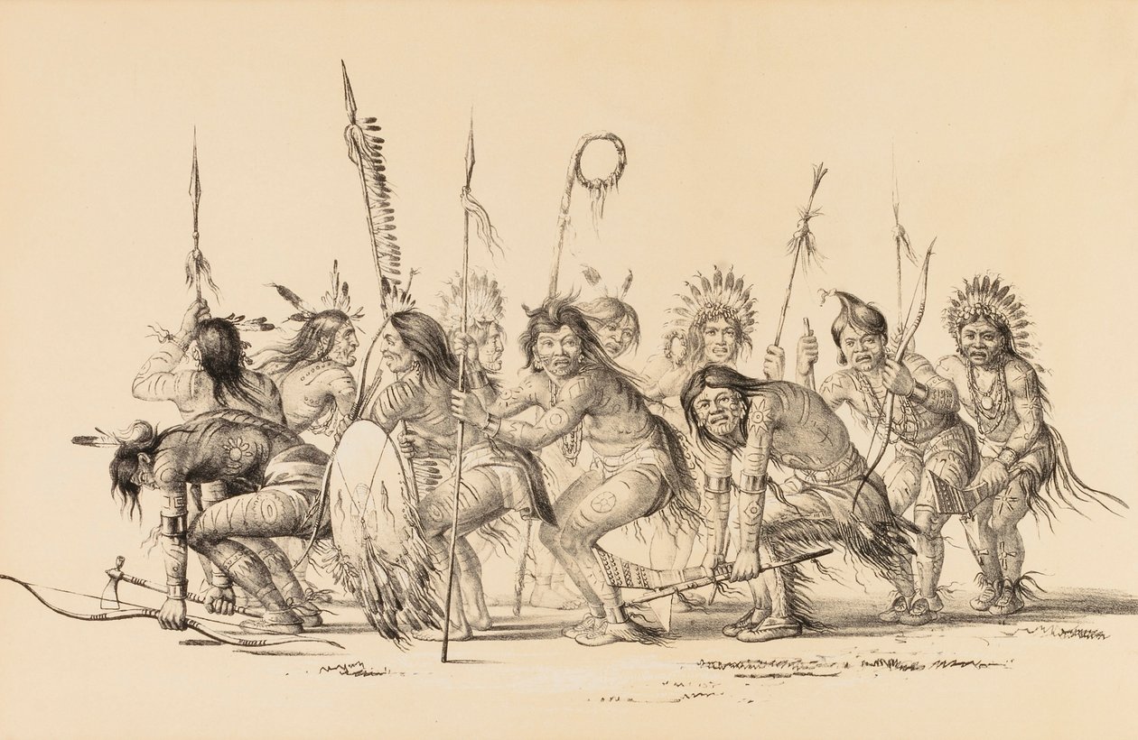 Indianere i en cirkel, der danser - nr. 30 af George Catlin
