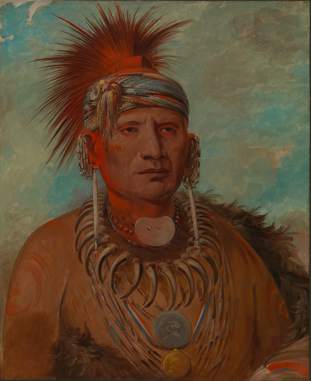 Neu-mon-ya, Vandrende regn, krigschef, 1844-1845. af George Catlin