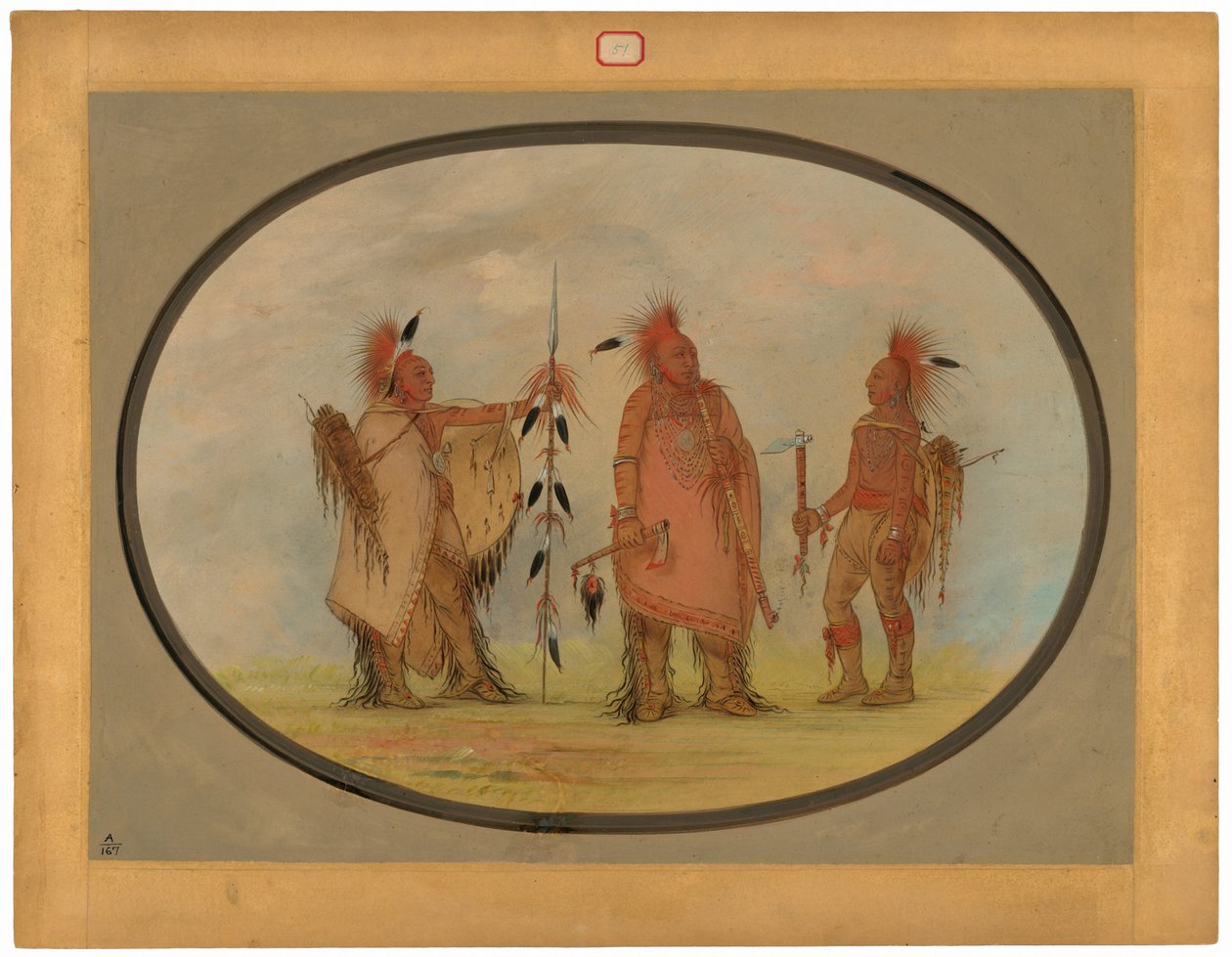 Osage Chief med to krigere af George Catlin