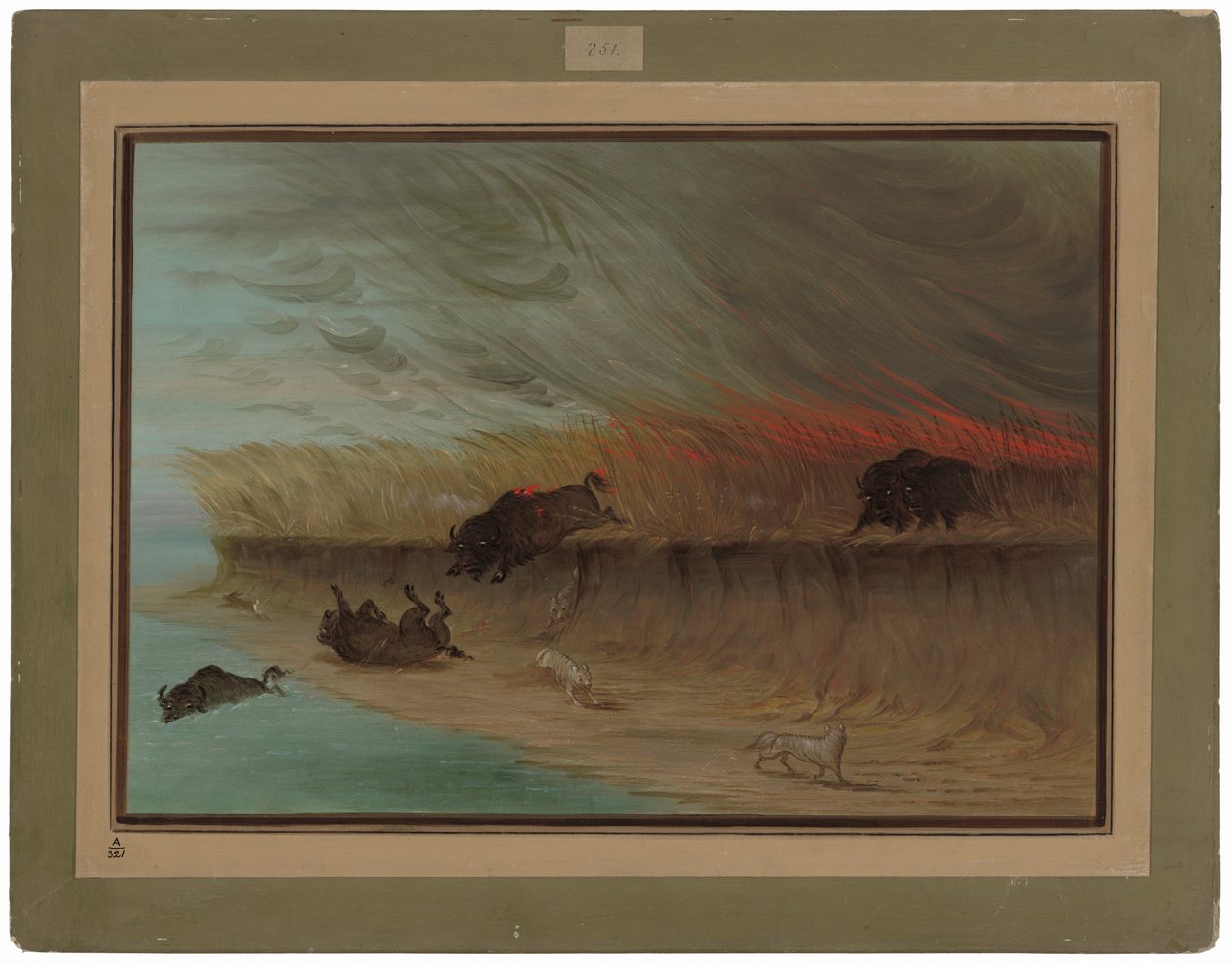Prærie-enge, der brænder af George Catlin