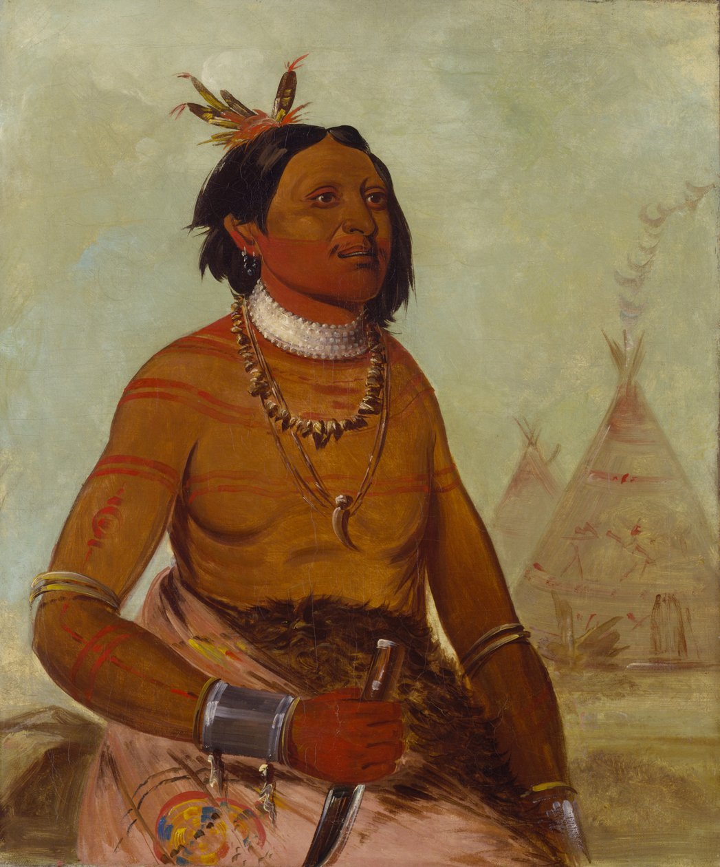Quáy-hám-kay, stenskal, en modig af George Catlin