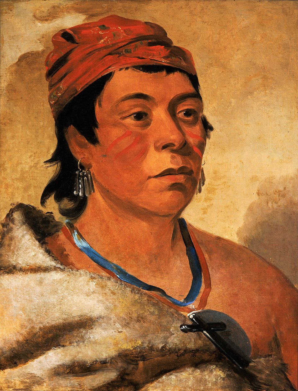 Round Island, en kriger, 1831. af George Catlin