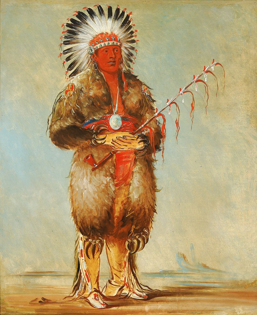 Ráw-no-way-wóh-krah, Loose Pipestem, en modig af George Catlin