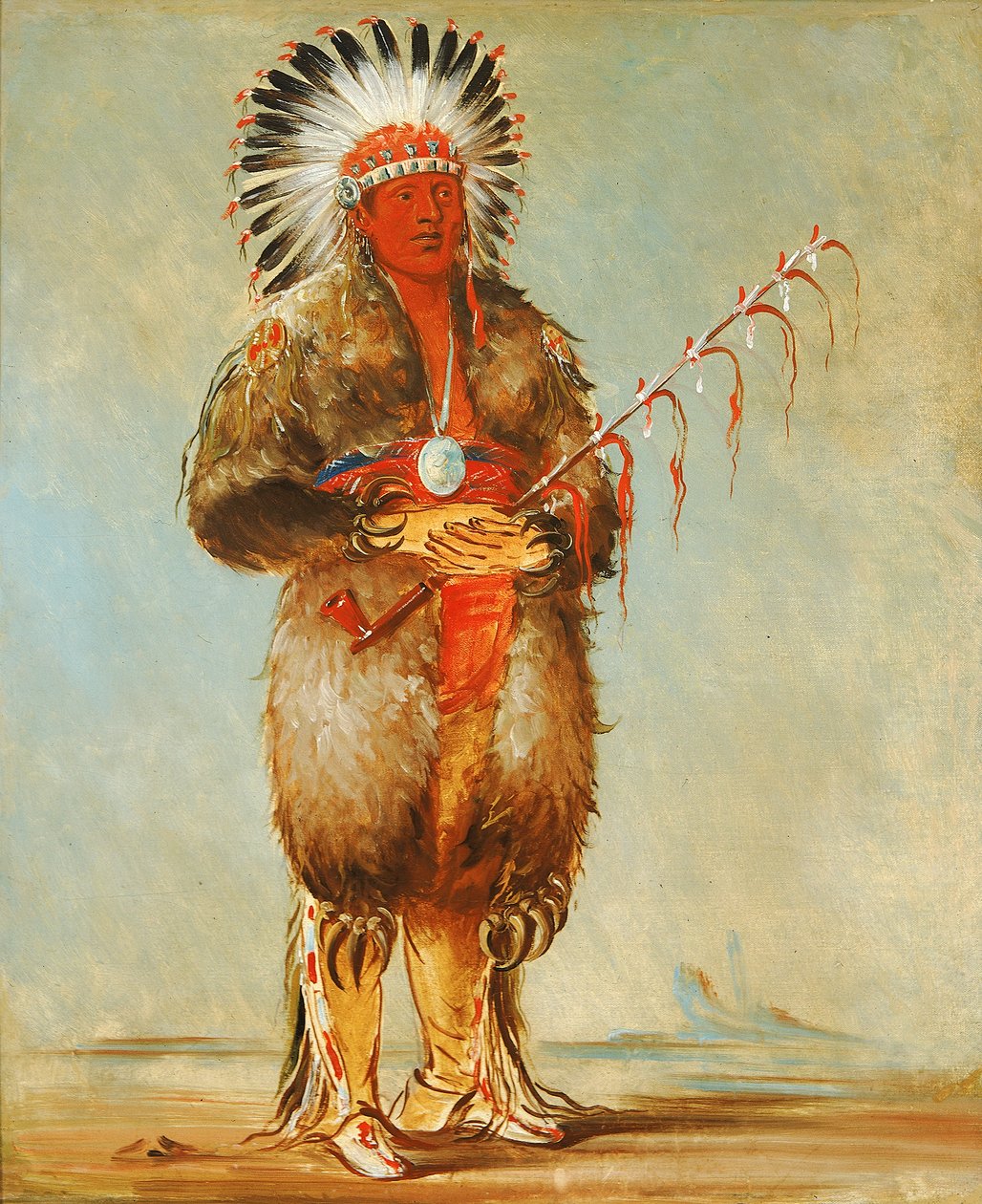 Ráw-no-way-wóh-krah, Loose Pipestem, a Brave, 1832. af George Catlin